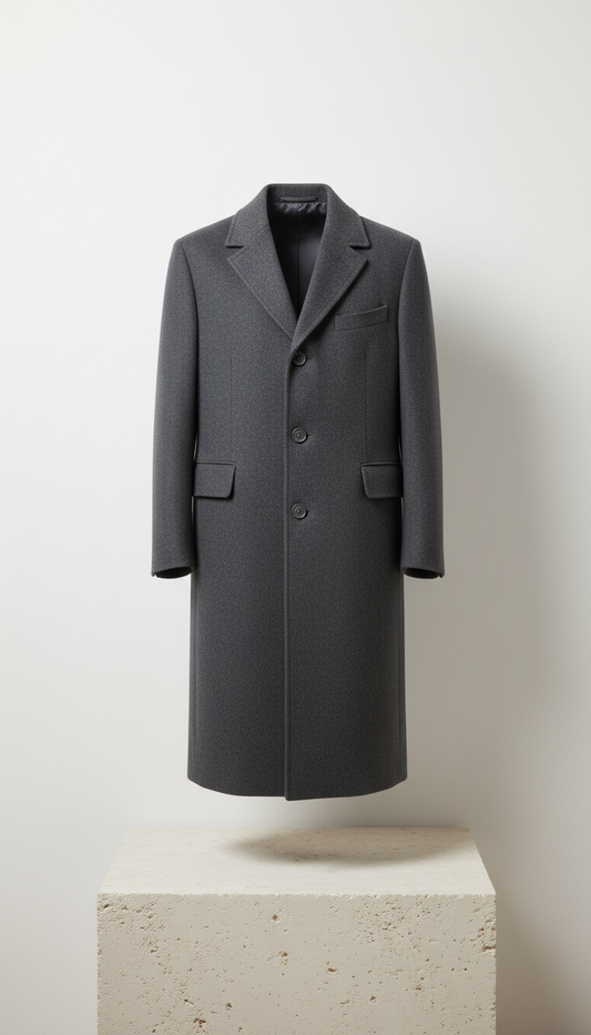 Slate Grey Wool Overcoat